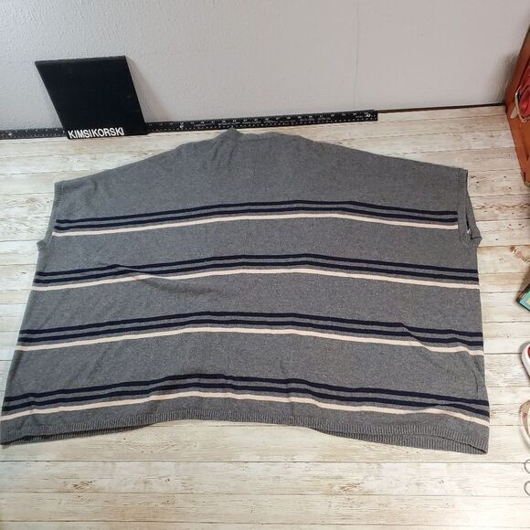 Eddie‎ Bauer Sleeveless Open Kimono Sweater Vest Poncho Shrug Grey Blue Small - Picture 8 of 8